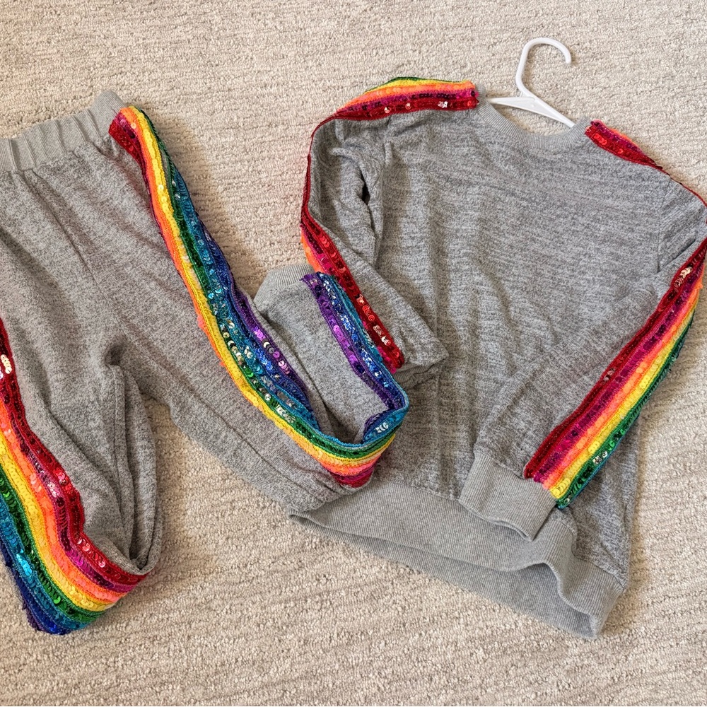 Lola Gray Kids suit with Rainbow Sequin Stripes